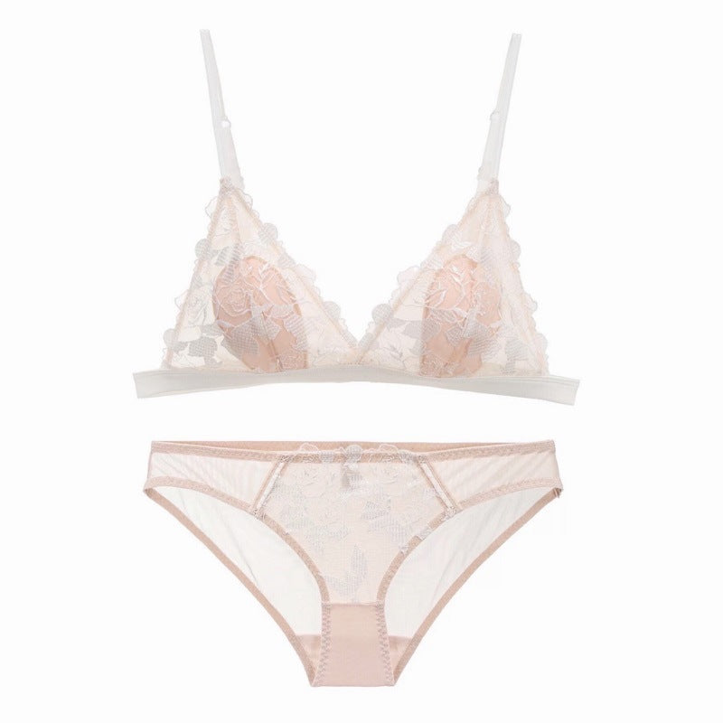 Wireless Triangle Cup Sexy Lace Thin Lingerie Sets