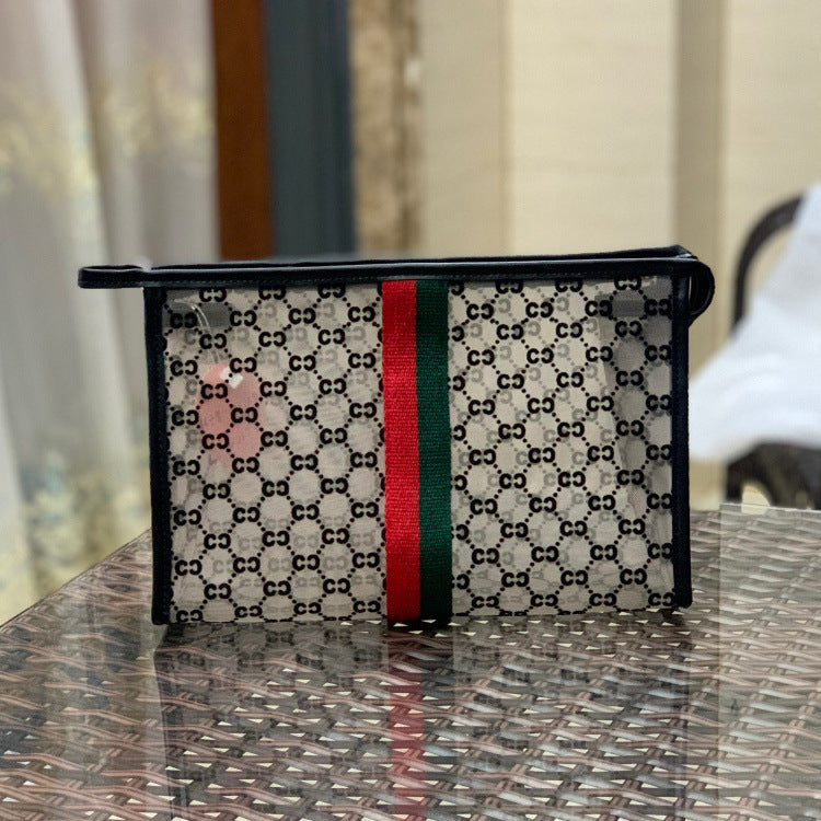 Flower Korean Style Large Capacity Mesh Flocking Cosmetic Bags