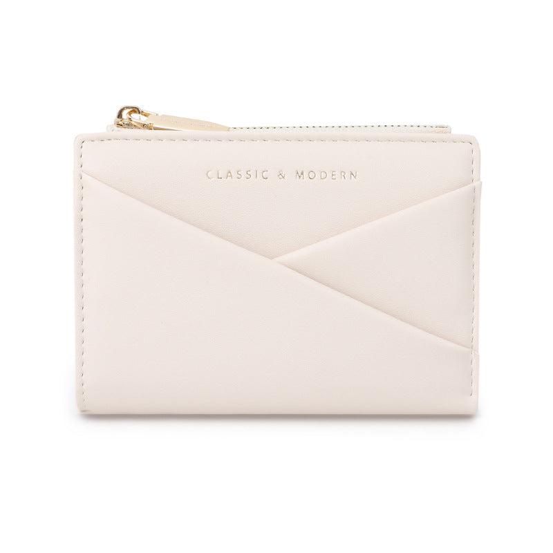 Women's Simple Elegant Oblique Position Design Folding Ladies Wallet