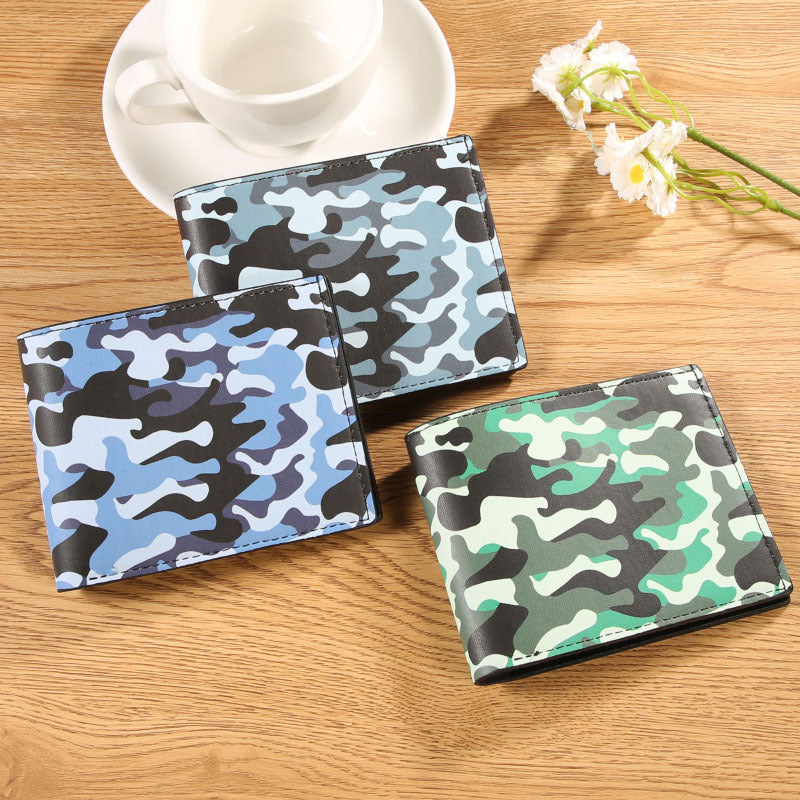 Men's Horizontal Camouflage Printed Two-fold Multiple Slots Cash Men's Wallet