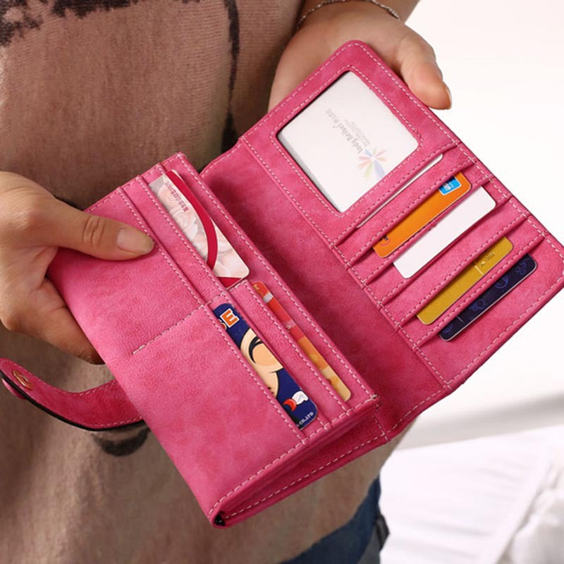 Women's Retro Patchwork Simple Solid Color Long Ladies Wallet