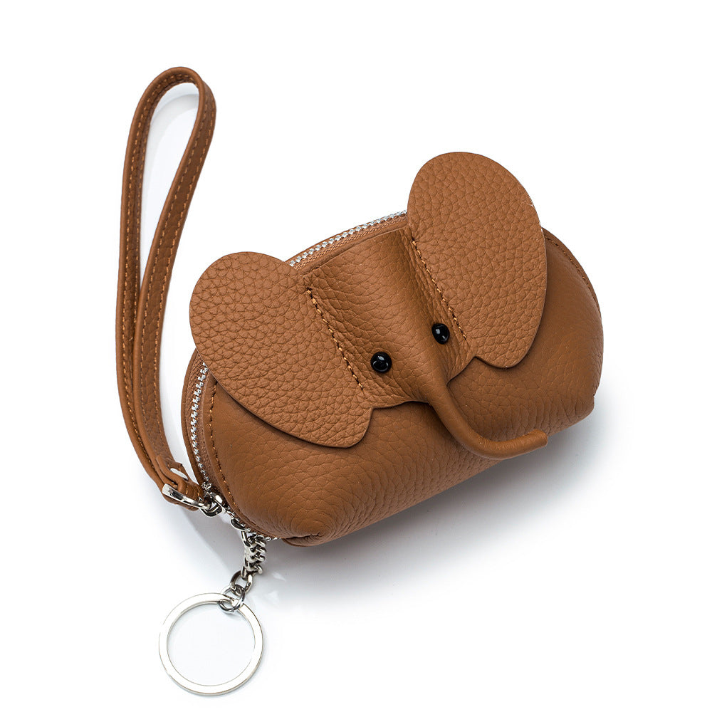 Women's Creative Genuine Leather Elephant First Layer Coin Purses