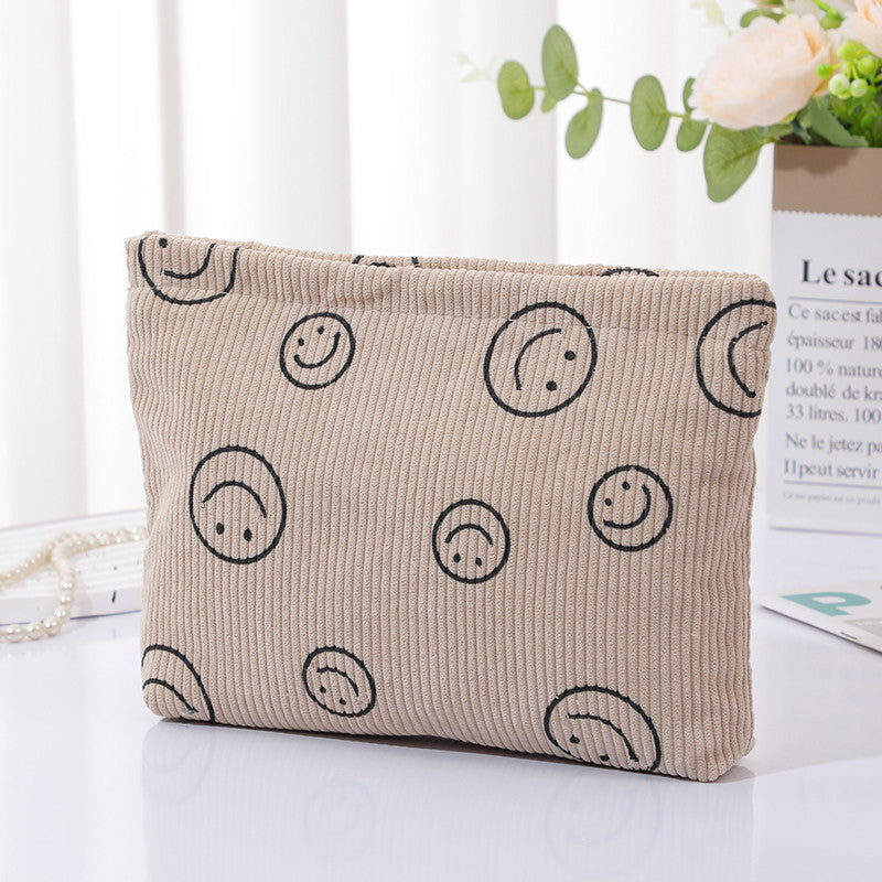 Dot Retro Smiley Face Storage Wash Clutch Cosmetic Bags
