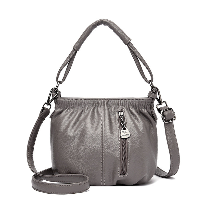 Fashion Minority Design Pleated Simple Solid Color Korean Style Women's Messenger Bag
