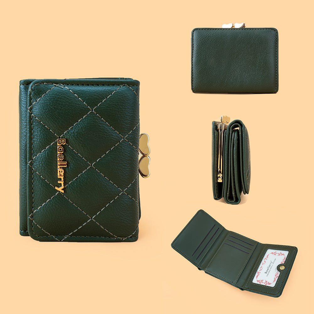 Women's Short Korean Style Fashion Trifold Purses