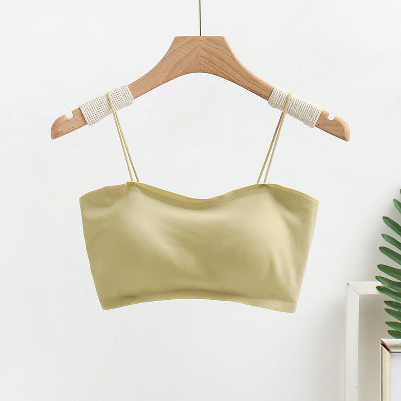 Women's Fixed Cup Backless Simple Comfortable Thin Strap Tube Top Everyday Bras