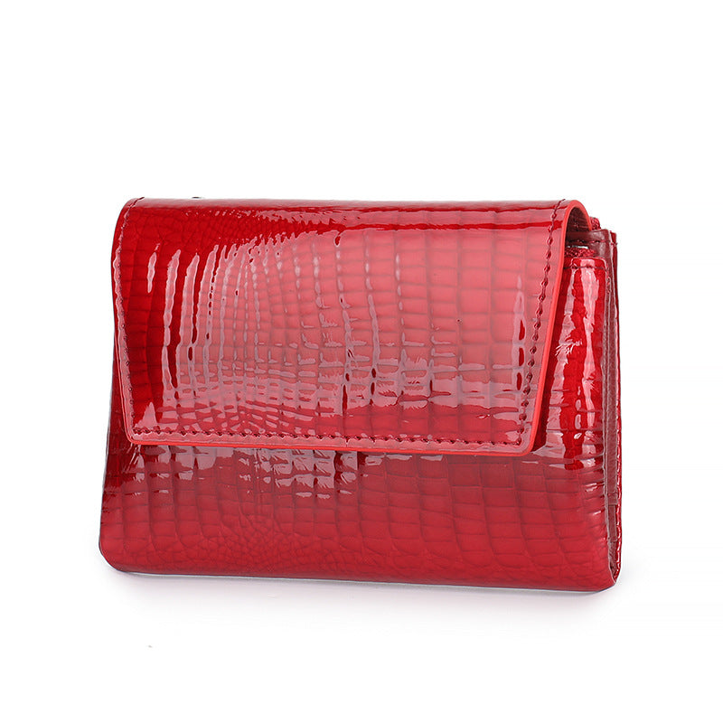 Women's Short Leather High-grade Paint Magnetic Snap Ladies Wallet