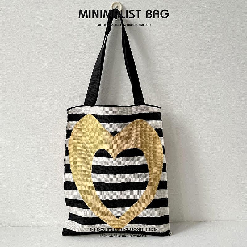Design Cute Panda Knitted Korean Style Versatile Large Shoulder Bags