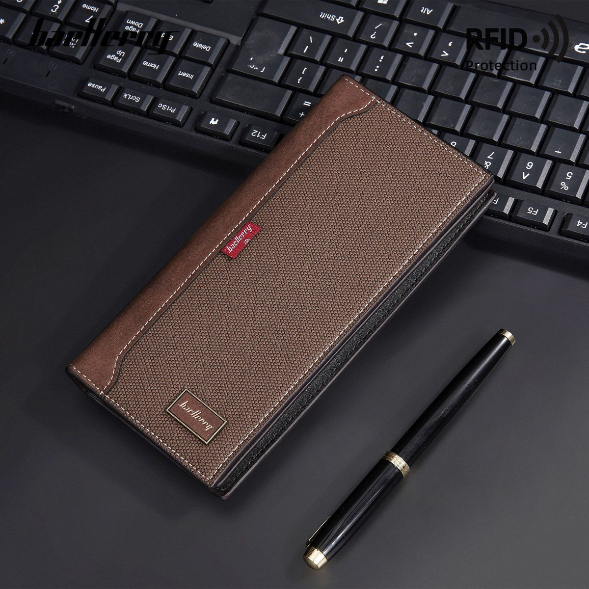 Men's Long Swiping Business Multi Slots Zipper Men's Wallet