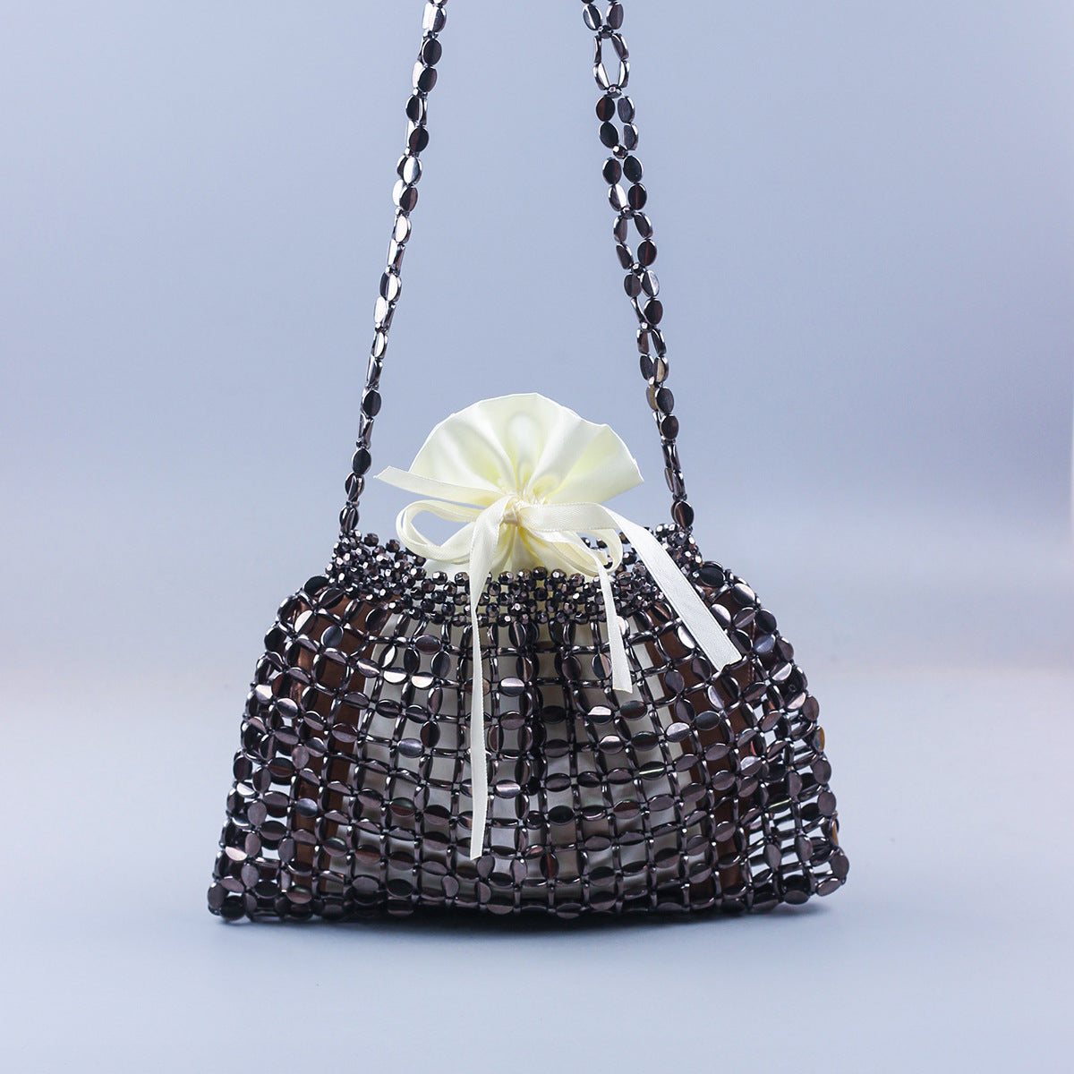 Flat Beads Beaded Weave Large Dumplings Shoulder Bags