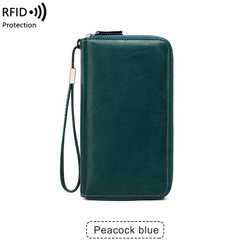 Double Layer Zipper Large Capacity Long Portable Card Holder