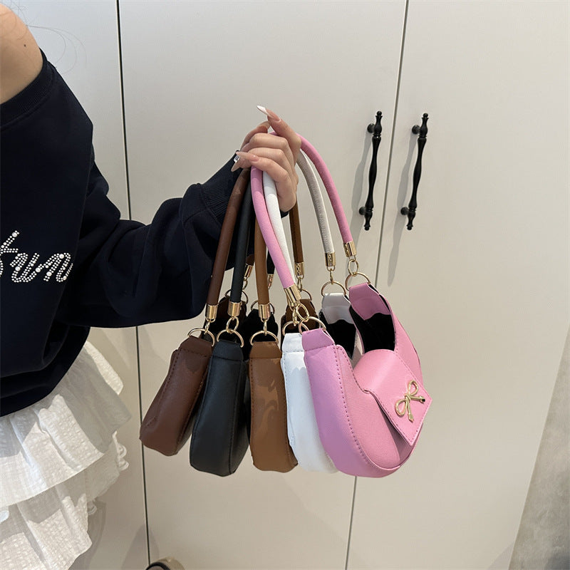 Women's Underarm Simple Retro Solid Color Spring Bow Fashion Women's Shoulder Bag