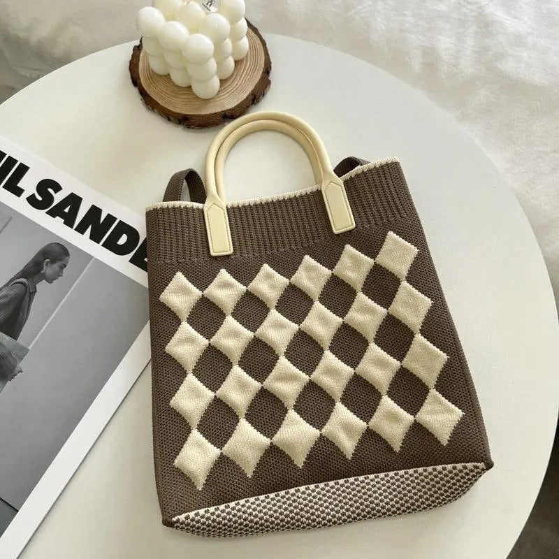 High Quality Mobile Cute Knitting Plaid Handbags