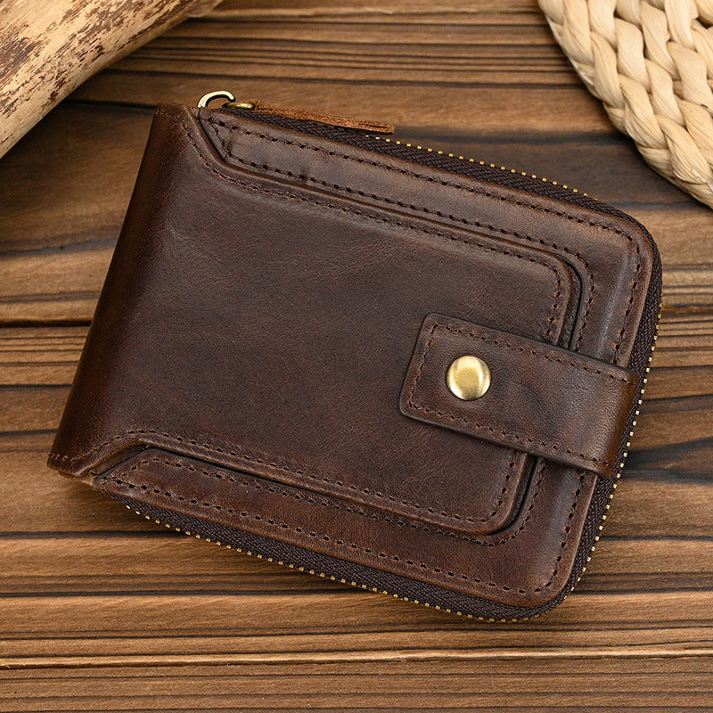 Women's & Men's Genuine Leather Multiple Slots Zipper For Both Cowhide Coin Purses