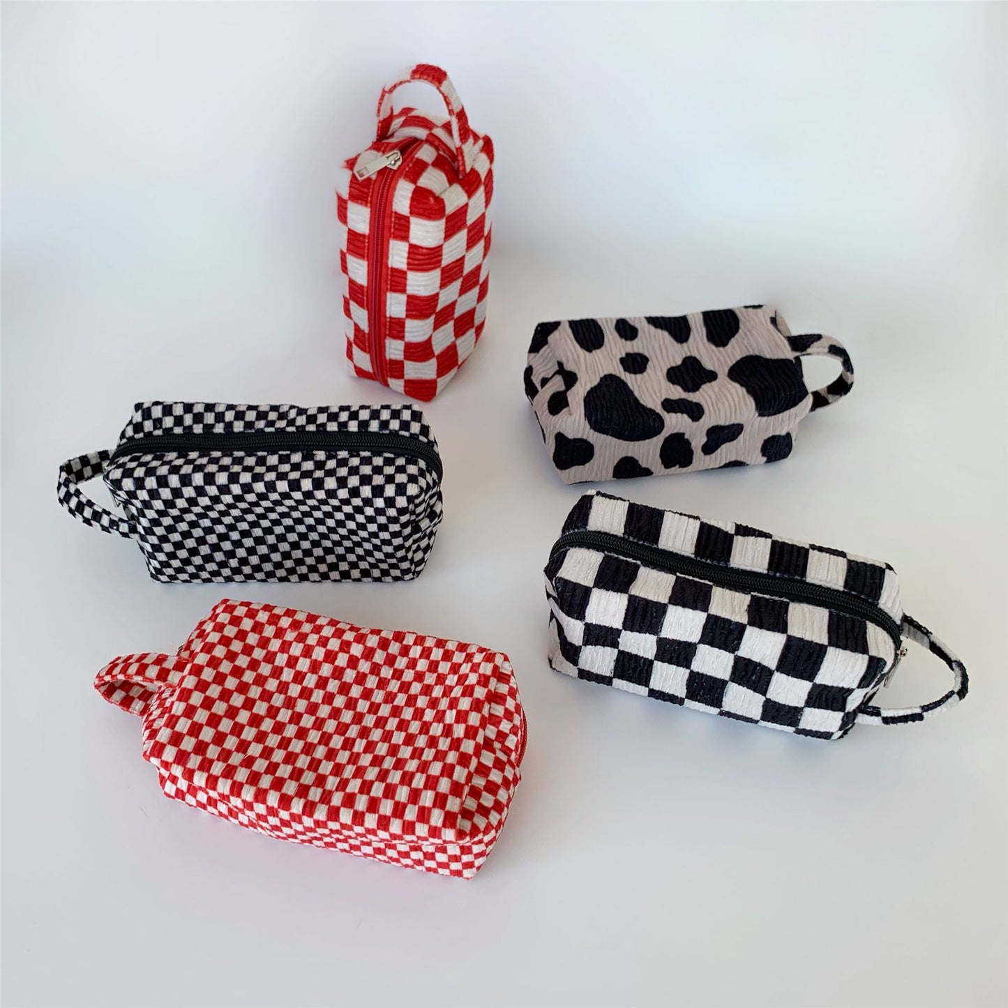Chessboard Grid Large Capacity Portable Storage Cosmetic Bags
