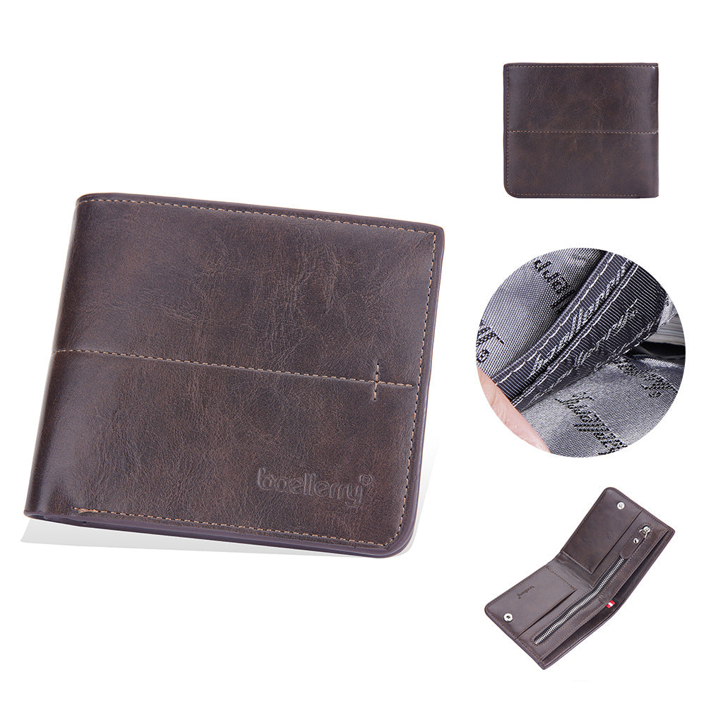 Men's Short Simple Snap Zipper Horizontal Vertical Men's Wallets