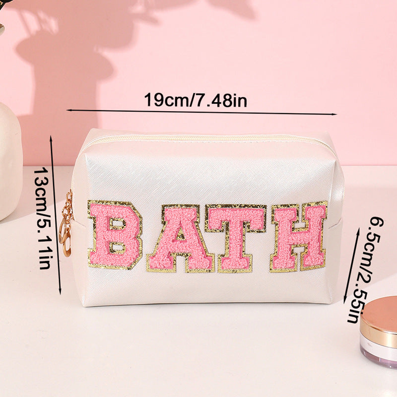 Towel Embroidery Letter Octagonal Storage Portable Cosmetic Bags