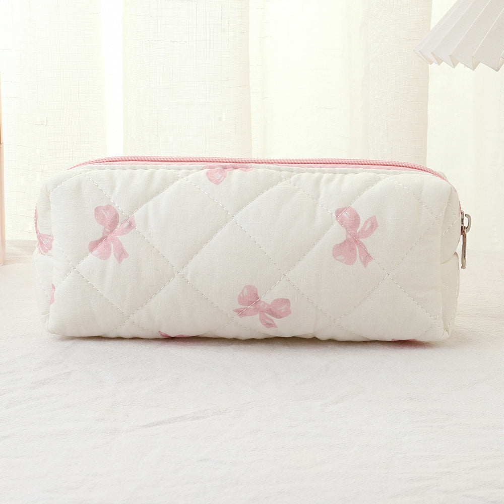 Wind Large Capacity Fabric Bow Printing Buggy Minority Simple Stationery Bags