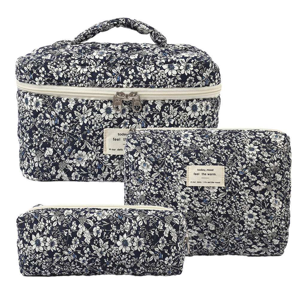 Large Capacity Portable Floral Cosmetics Storage Cosmetic Bags