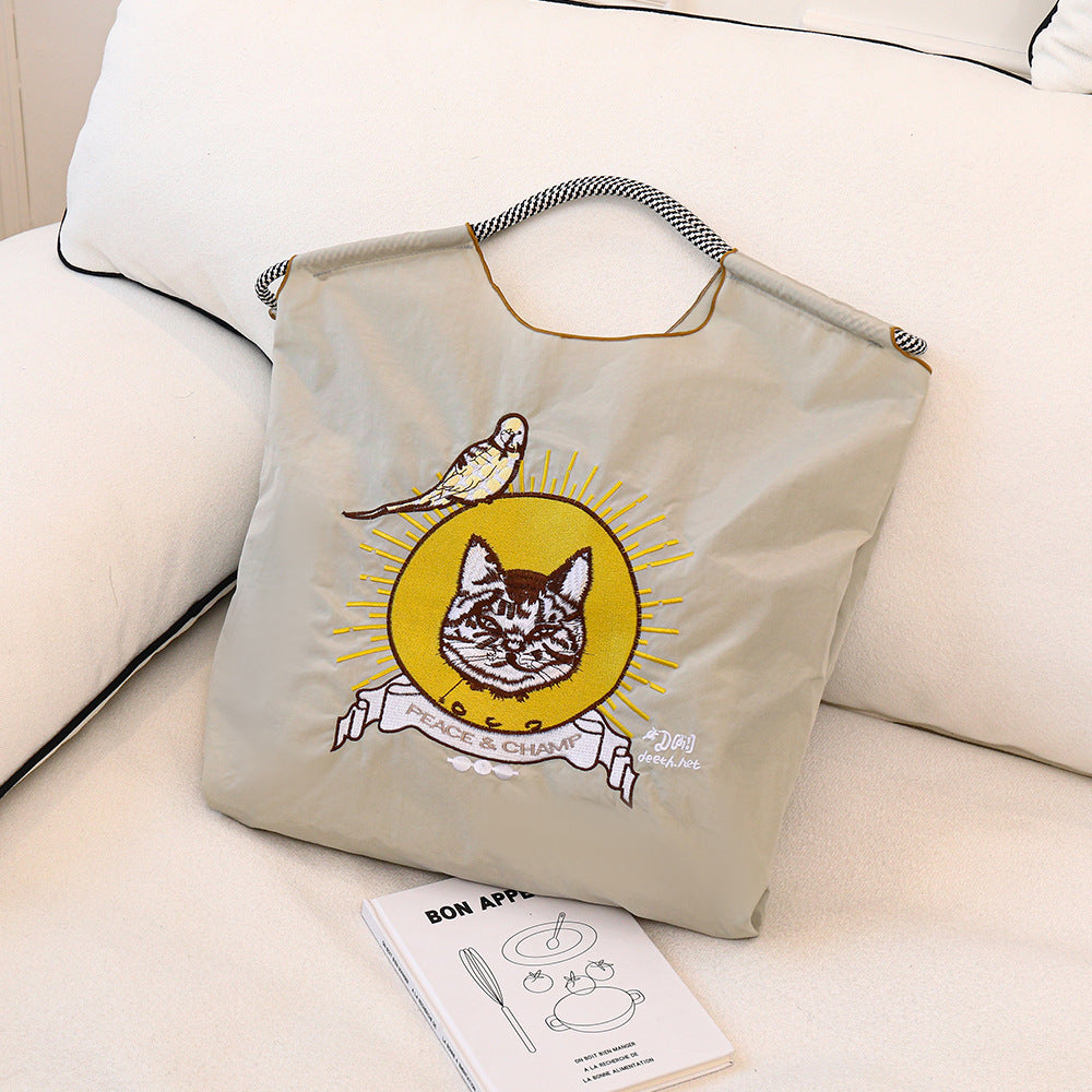 Nylon Embroidered Fashion Niche Large Capacity Women's Shoulder Bag