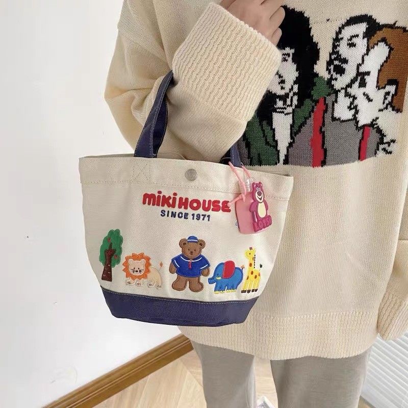 Thick High Quality Canvas Cartoon Letter Lunch Handbags