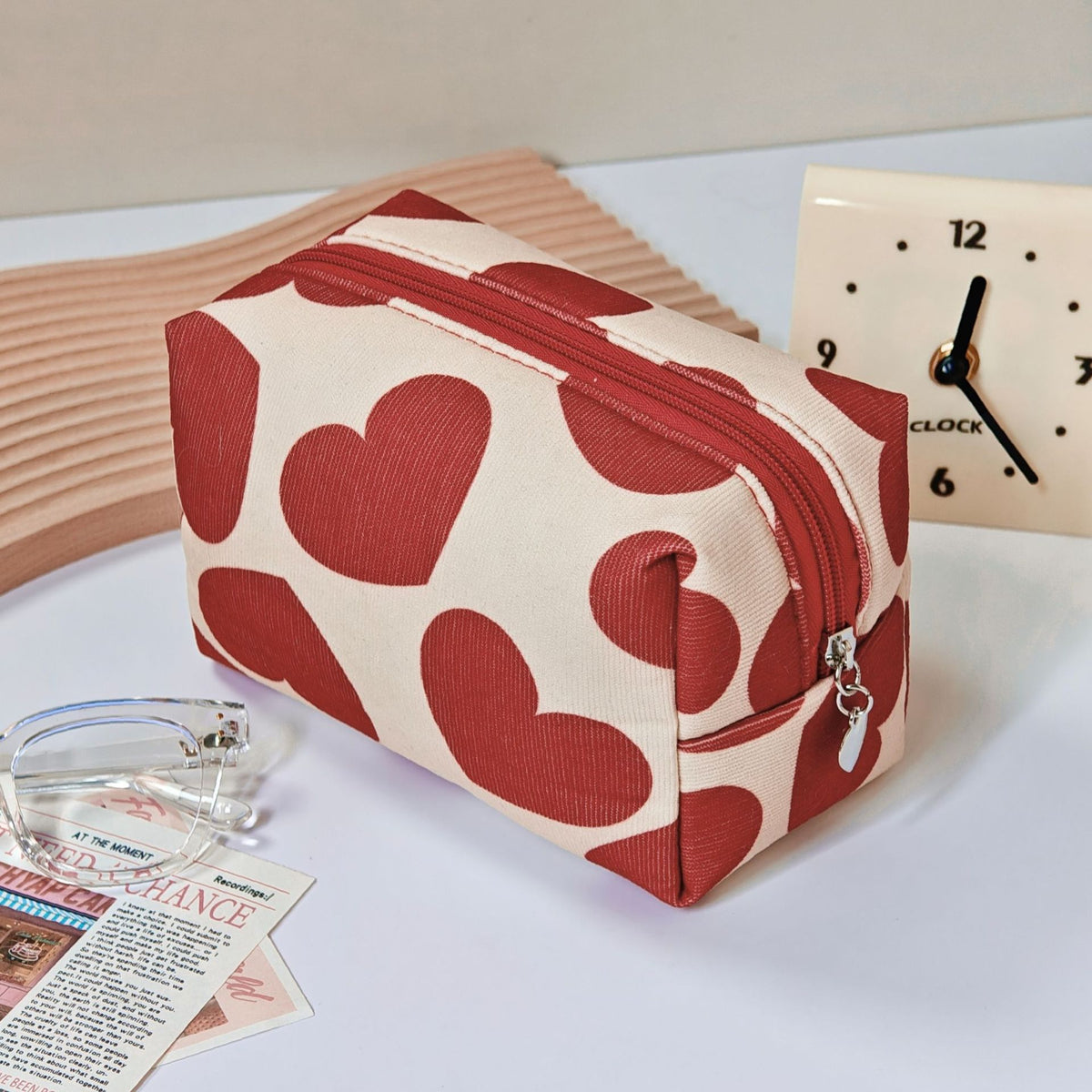 Bear Printing Vertical Large Capacity Portable Pillow Cosmetics Makeup Bag