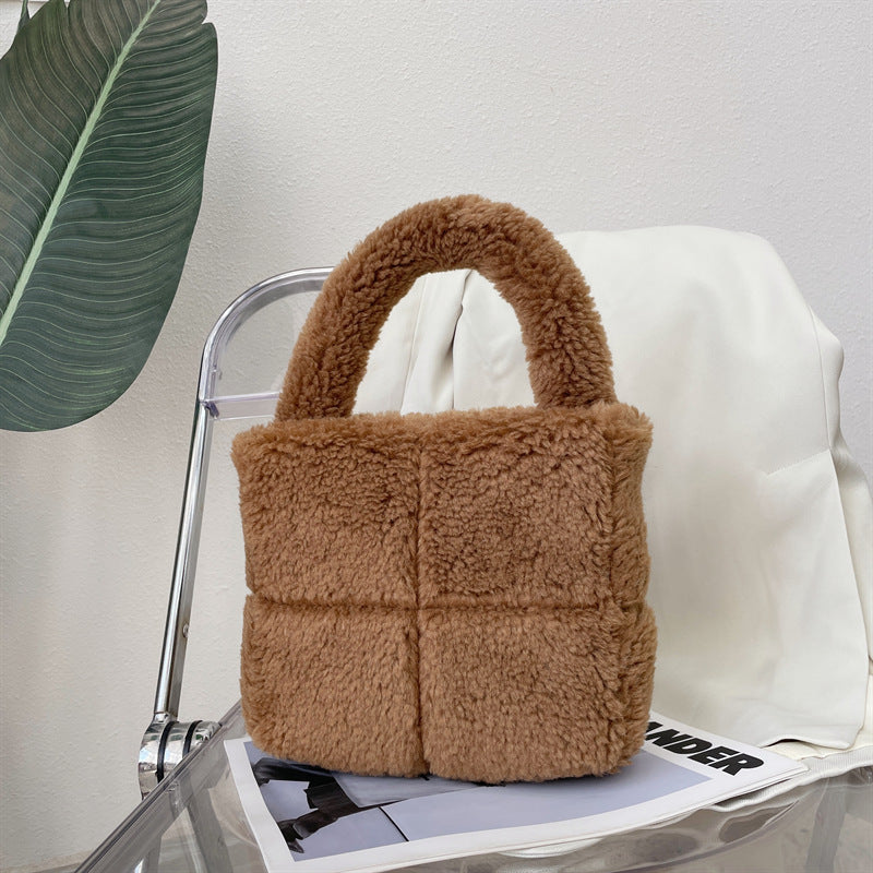 Women's Grid Plush Particles Woolen Type Fashion Retro Suction Bags