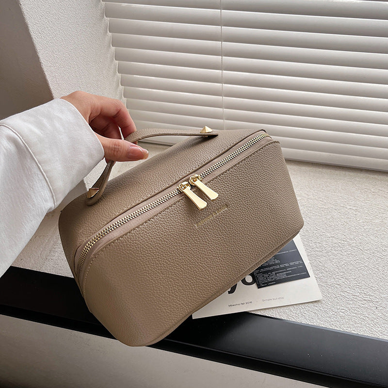 Good-looking Large Capacity Leather Wash Cosmetics Cosmetic Bags