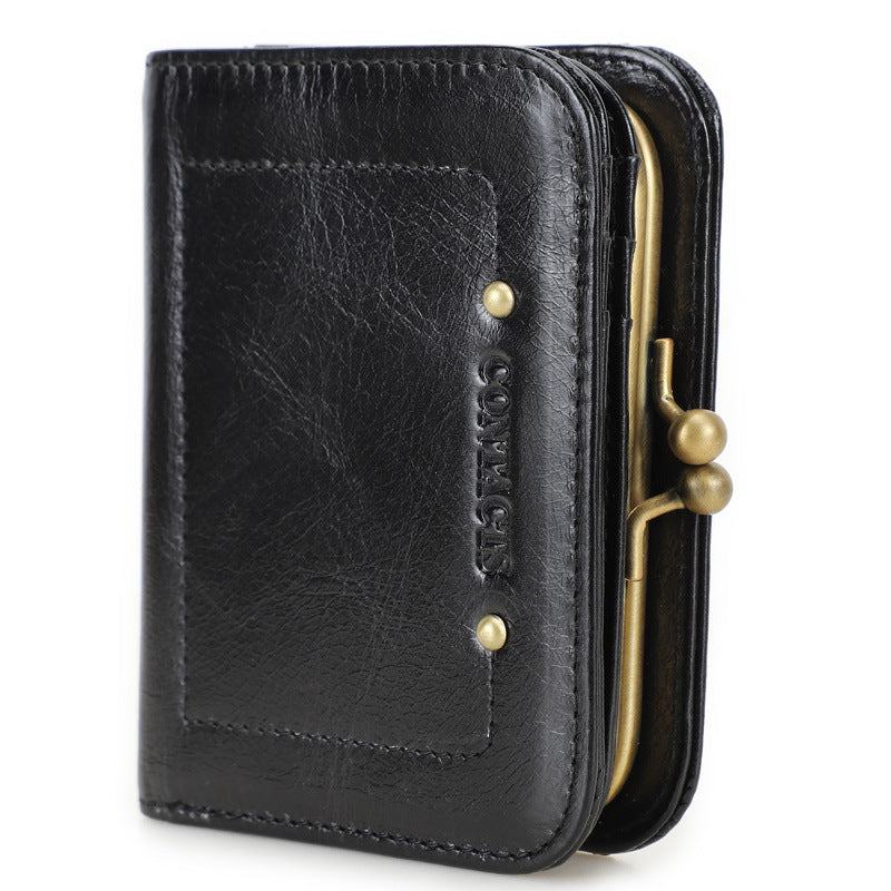 Women's Black Angel Swiping Fashion Metal Iron Ladies Wallets