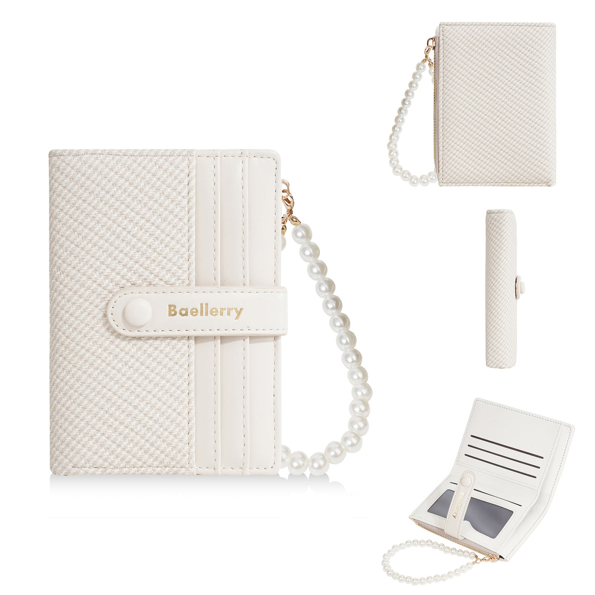 Women's Short Style Multiple Slots Pearl Bracelet Ladies Wallet