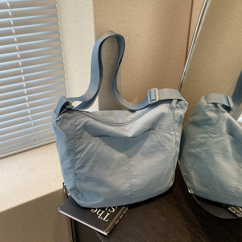 Cloth Lightweight Simple Solid Color Large Capacity Women's Messenger Bag
