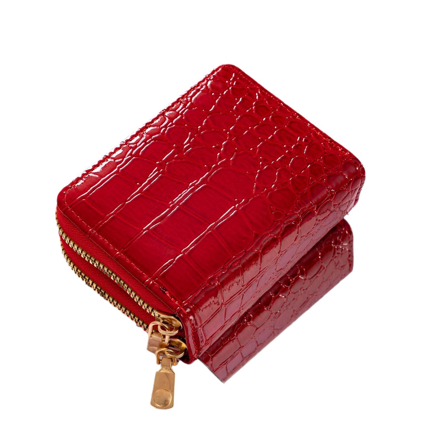 Women's Crocodile Pattern Organ Double Zipper Fashion Large Card Holder
