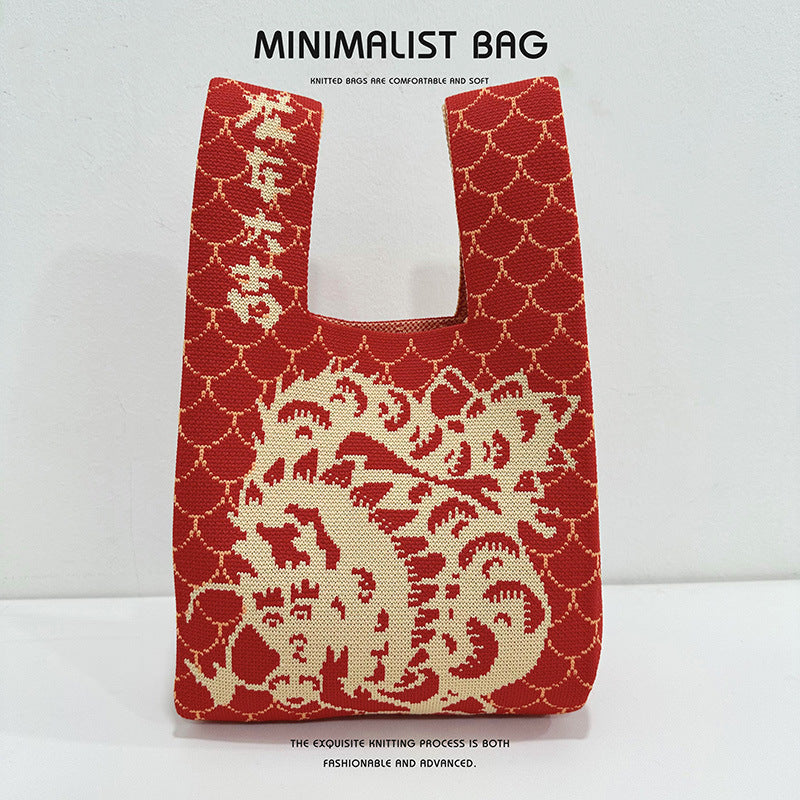 Red Festive Knitted Company Will Gift Bags