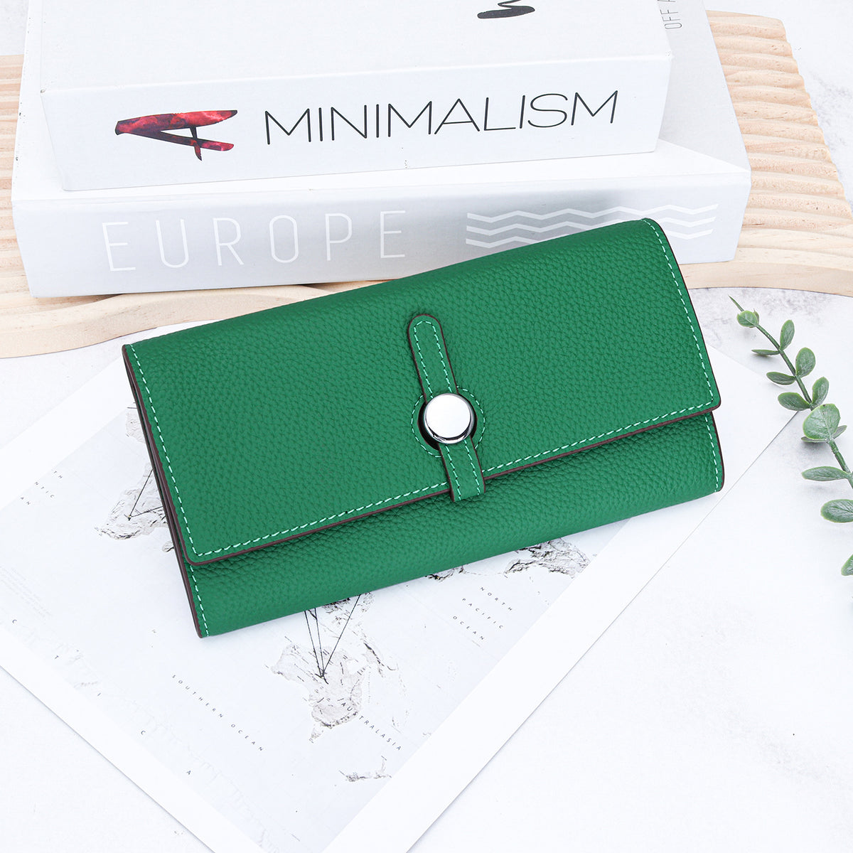 Women's Fashion Long Genuine Leather Design Clutch Large Ladies Wallet