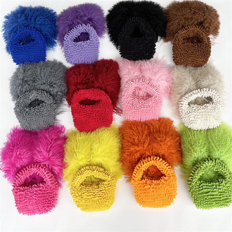 Plush Candy Color Lunch Box Cute Fashion Cotton Handbags