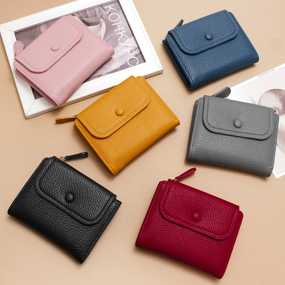 Women's Candy Color Soft Leather Litchi Pattern Ladies Wallet