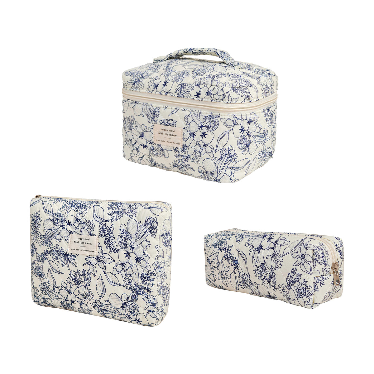 Large Capacity Portable Floral Cosmetics Storage Cosmetic Bags