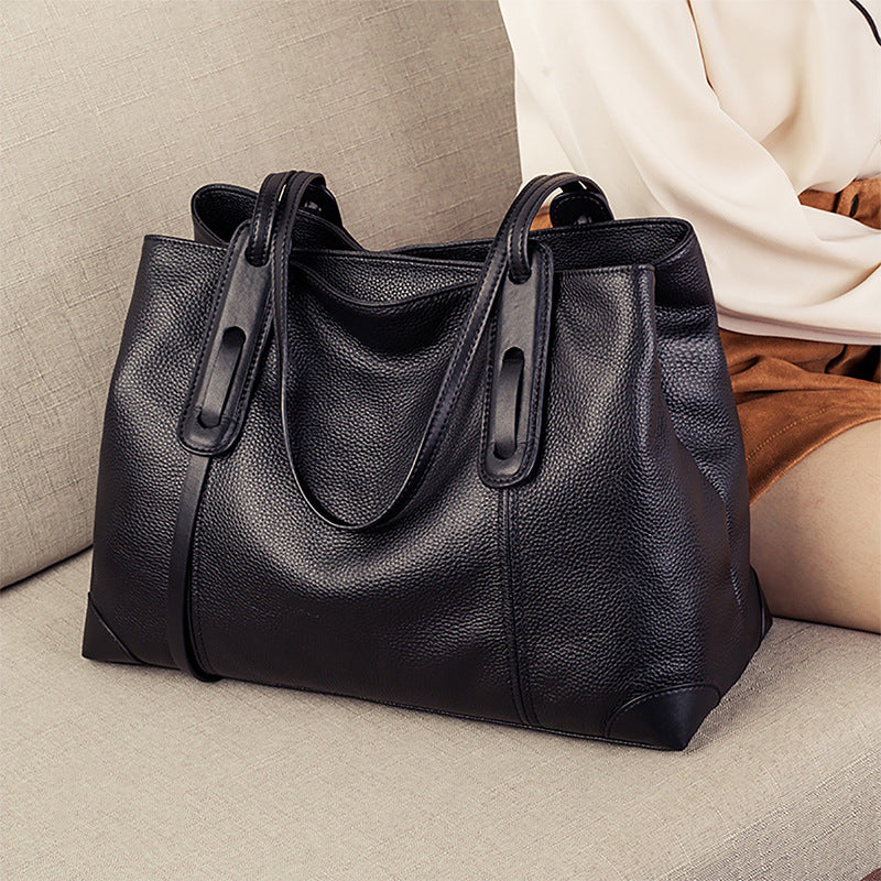 Women's Large Capacity Mom High-grade Genuine Leather Big Women's Shoulder Bag