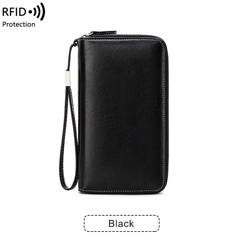 Double Layer Zipper Large Capacity Long Portable Card Holder