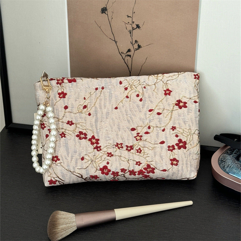 Women's Chinese Style Beaded Embroidered Fashion Underarm Makeup Bag