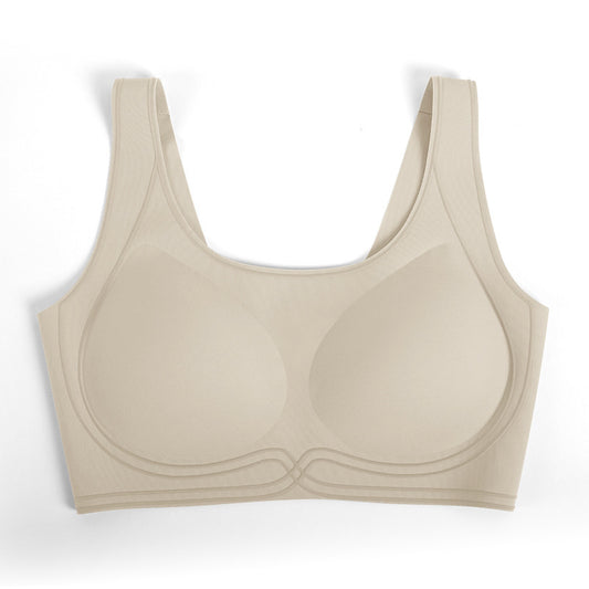 Printed Antibacterial Fixed Cup Seamless Underwear Wide Shoulder Bras