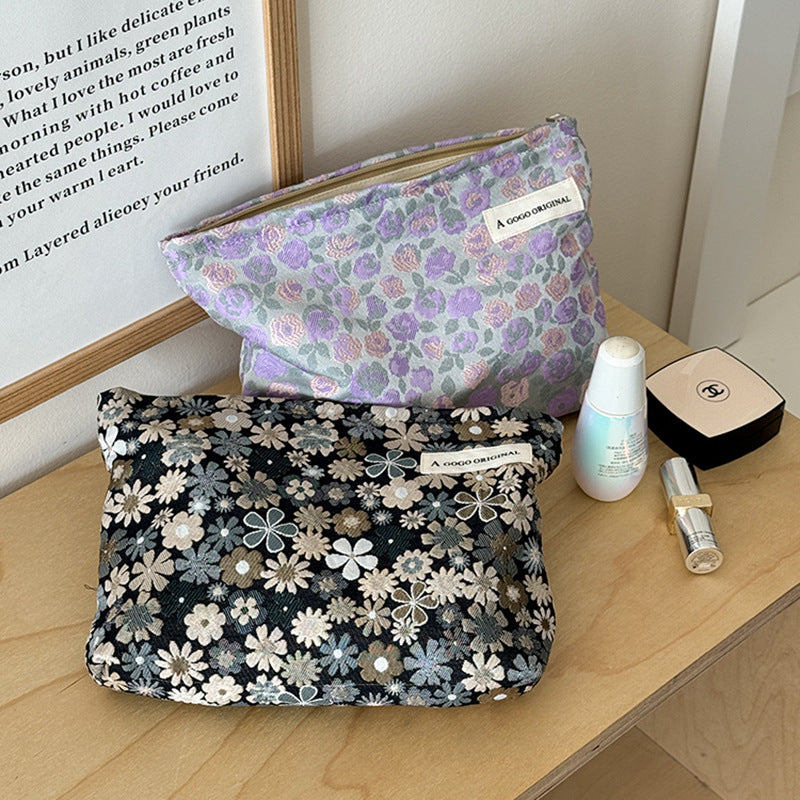Fresh Flower Jacquard Fabric Skin Care Wash Portable Underwear Bags