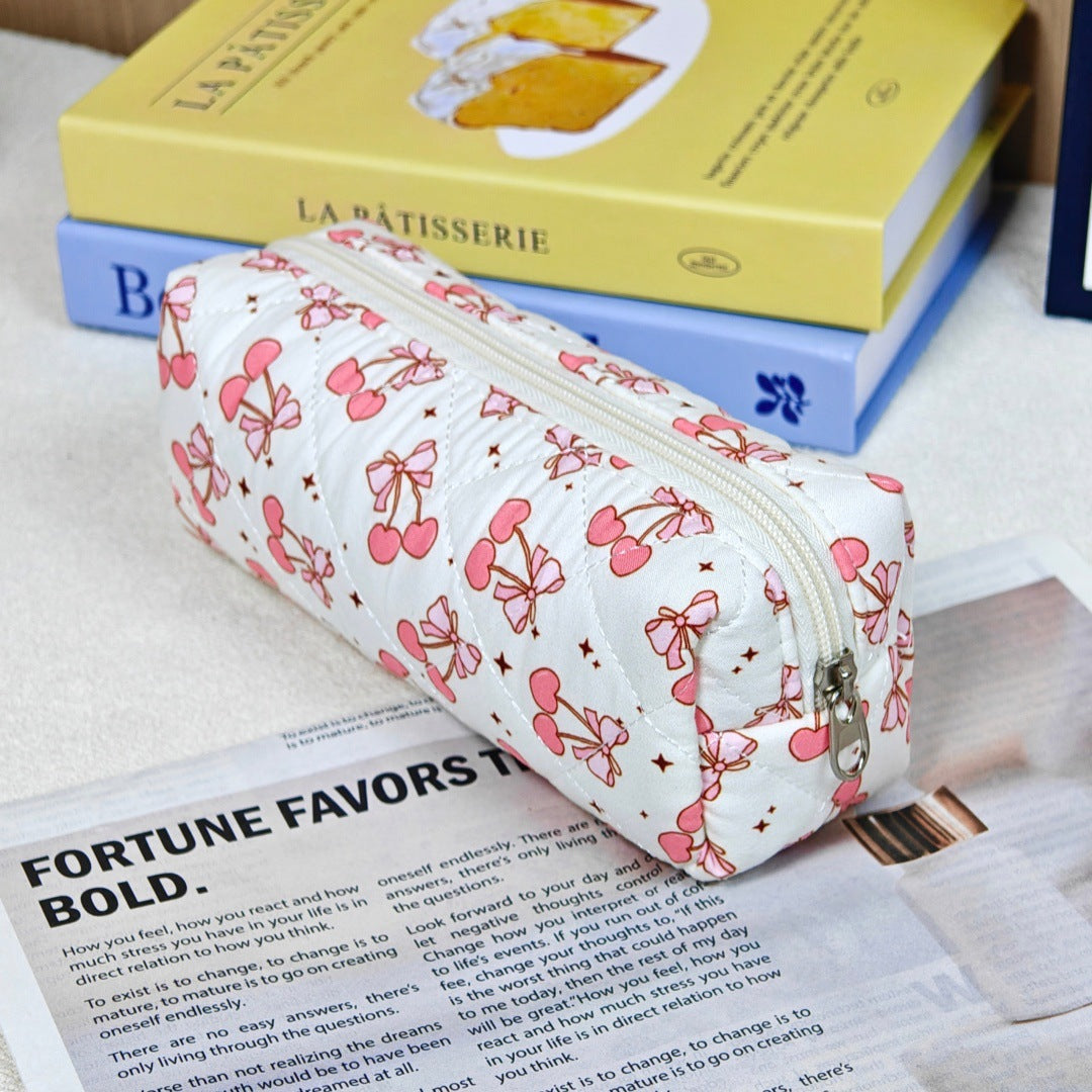Wind Large Capacity Fabric Bow Printing Buggy Minority Simple Stationery Bags