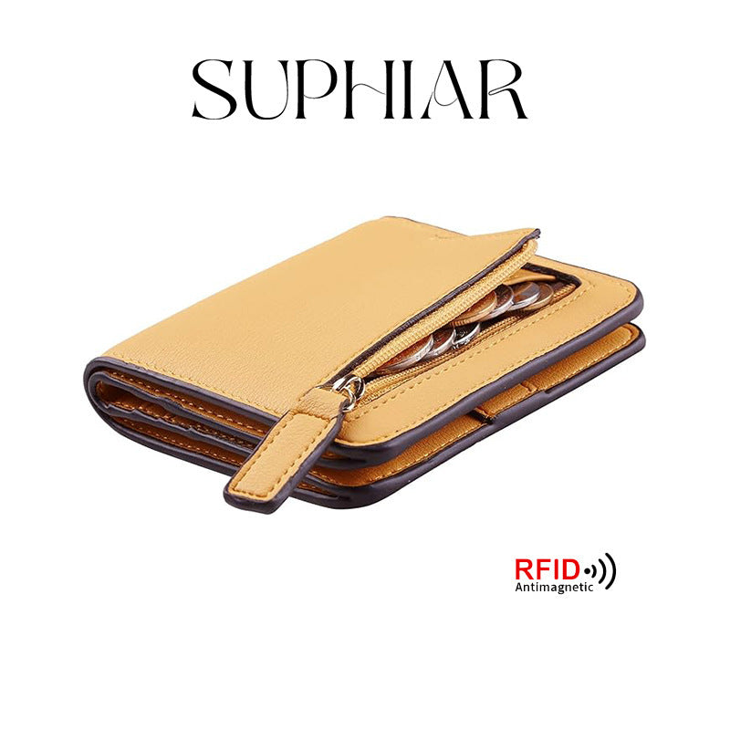 New Women's Simple Zipper Two-fold Short Coin Purses