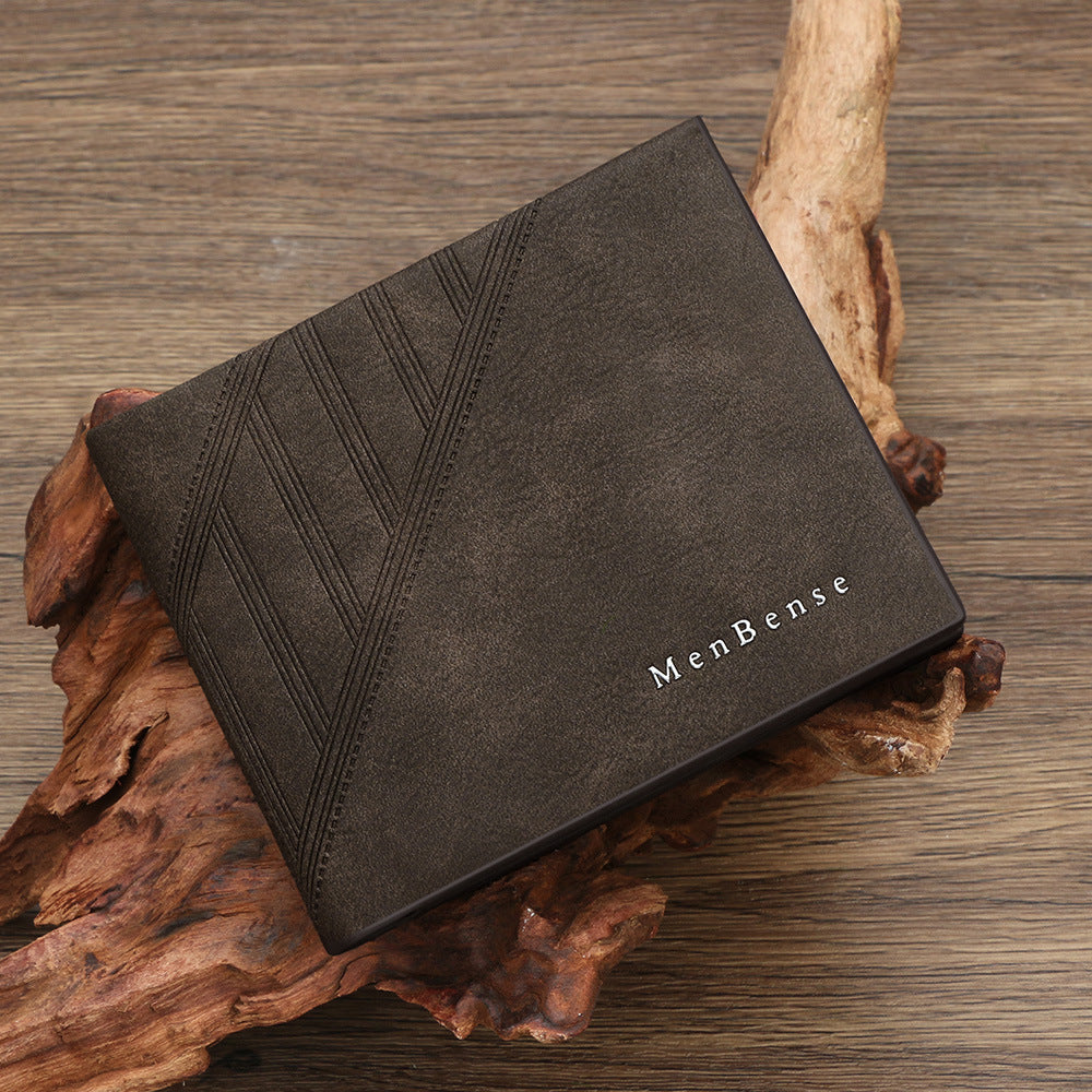 Men's Fashion Embossed Short Dark Line Hinge Men's Wallet