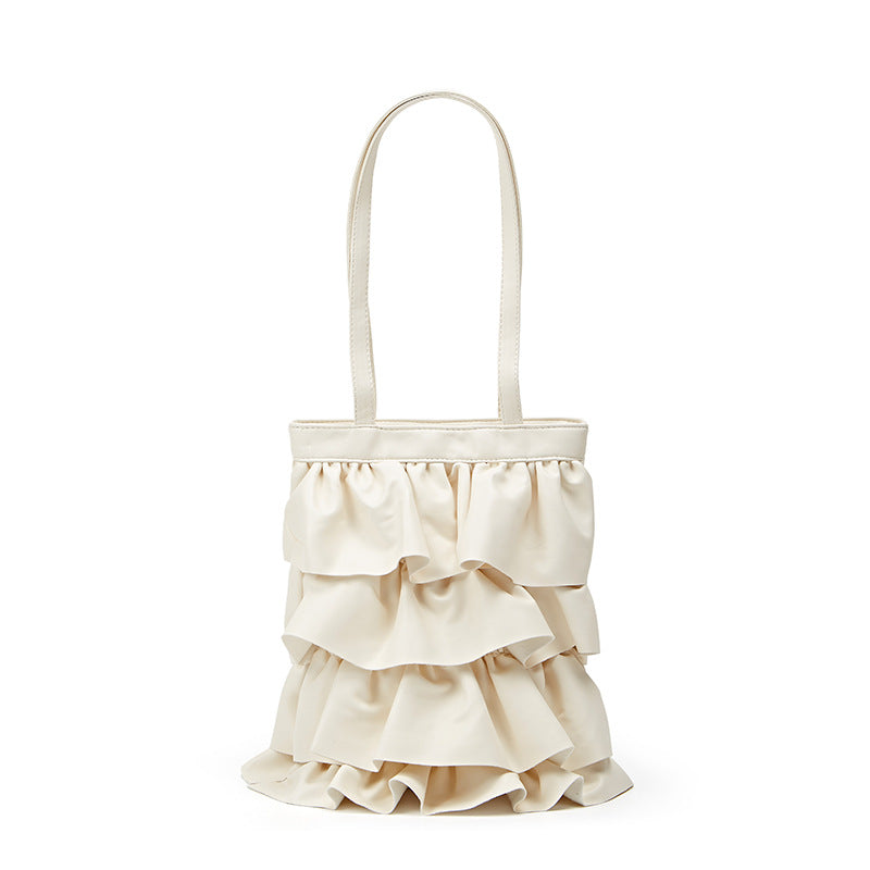 Pleated Ruffled High-grade Niche Lace Fashion Large Capacity Women's Shoulder Bag