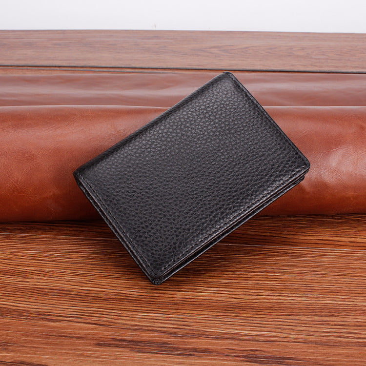 Men's Leather Business Litchi Pattern First Layer Card Holder