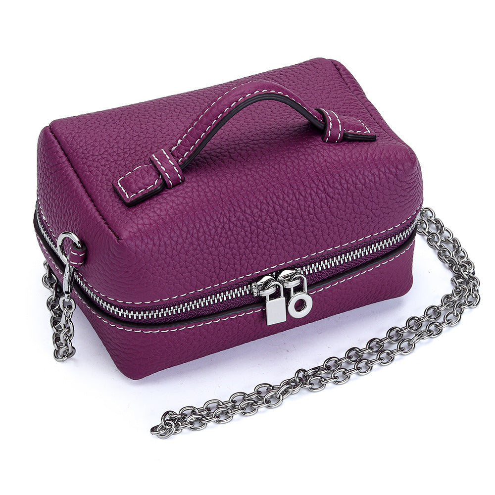 Women's Chain Portable Leather Large Capacity Washing Bags