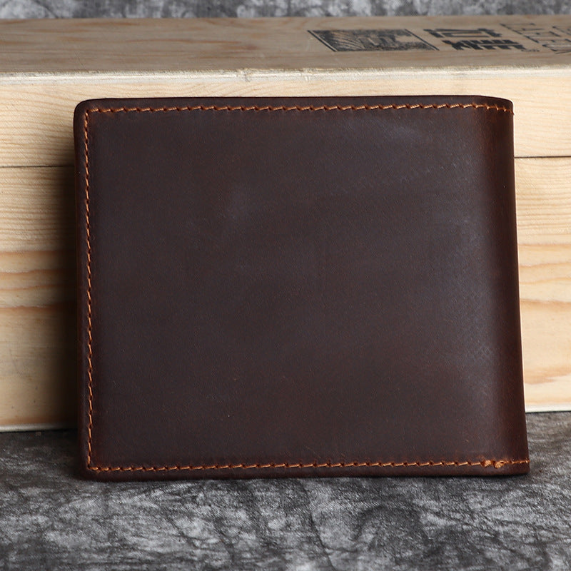 Men's Crazy Horse Leather Horizontal Genuine Cowhide Men's Wallet