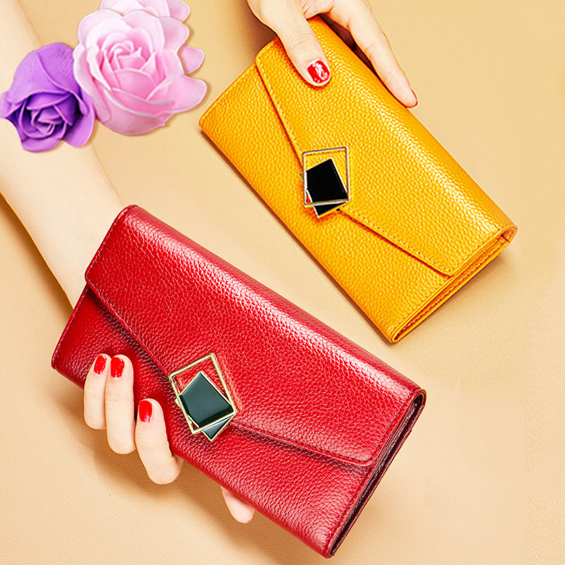 Women's Long Fashion Lucky Yellow Soft Clutch Ladies Wallet